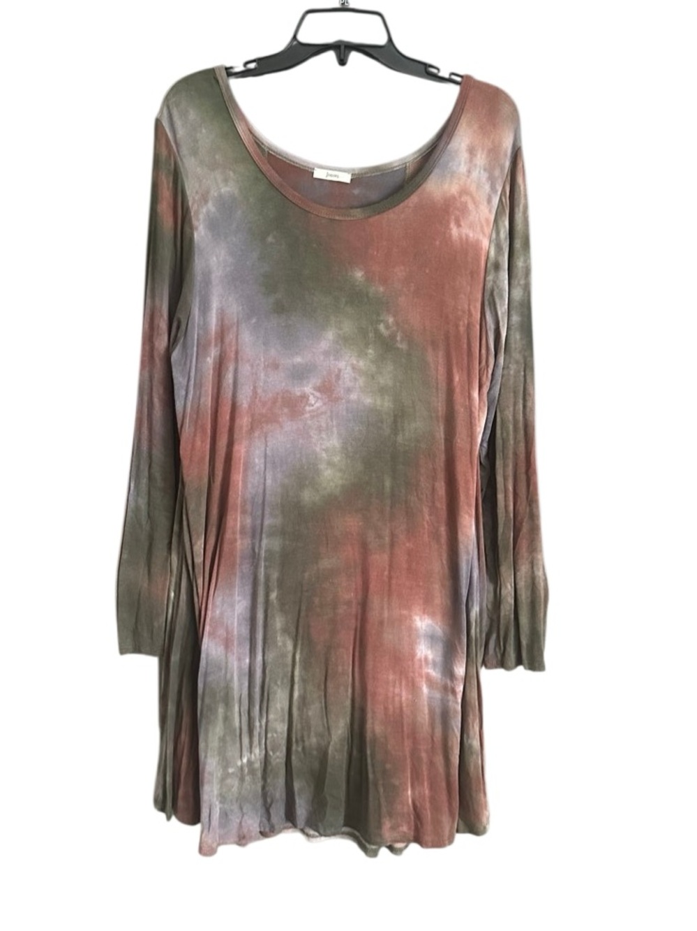 Jodifl Long Sleeve Tie-Dye Swing Dress -Brown/Green. Size Large